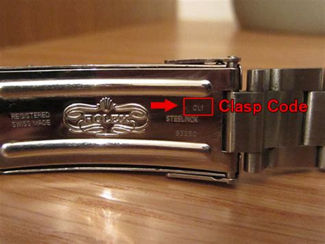 rolexsa stamped on band of rolex watch|Rolex clasp code chart.